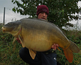 Ben Hutt with a big-framed French mirror carp of 41lb and ounces.